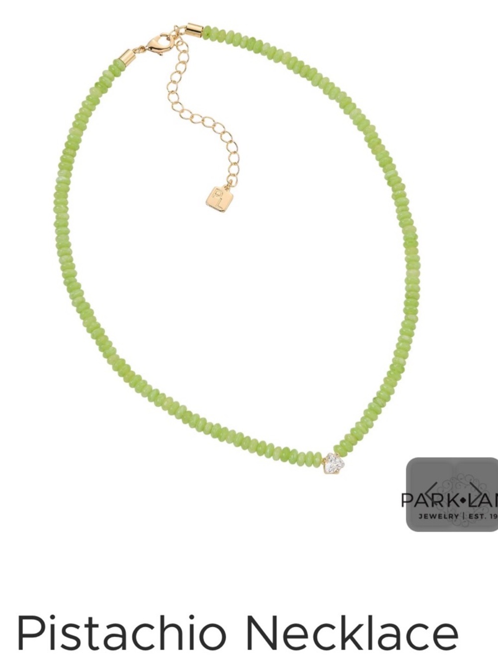 Park Lane Pistachio Beaded Necklace with Gold Accent